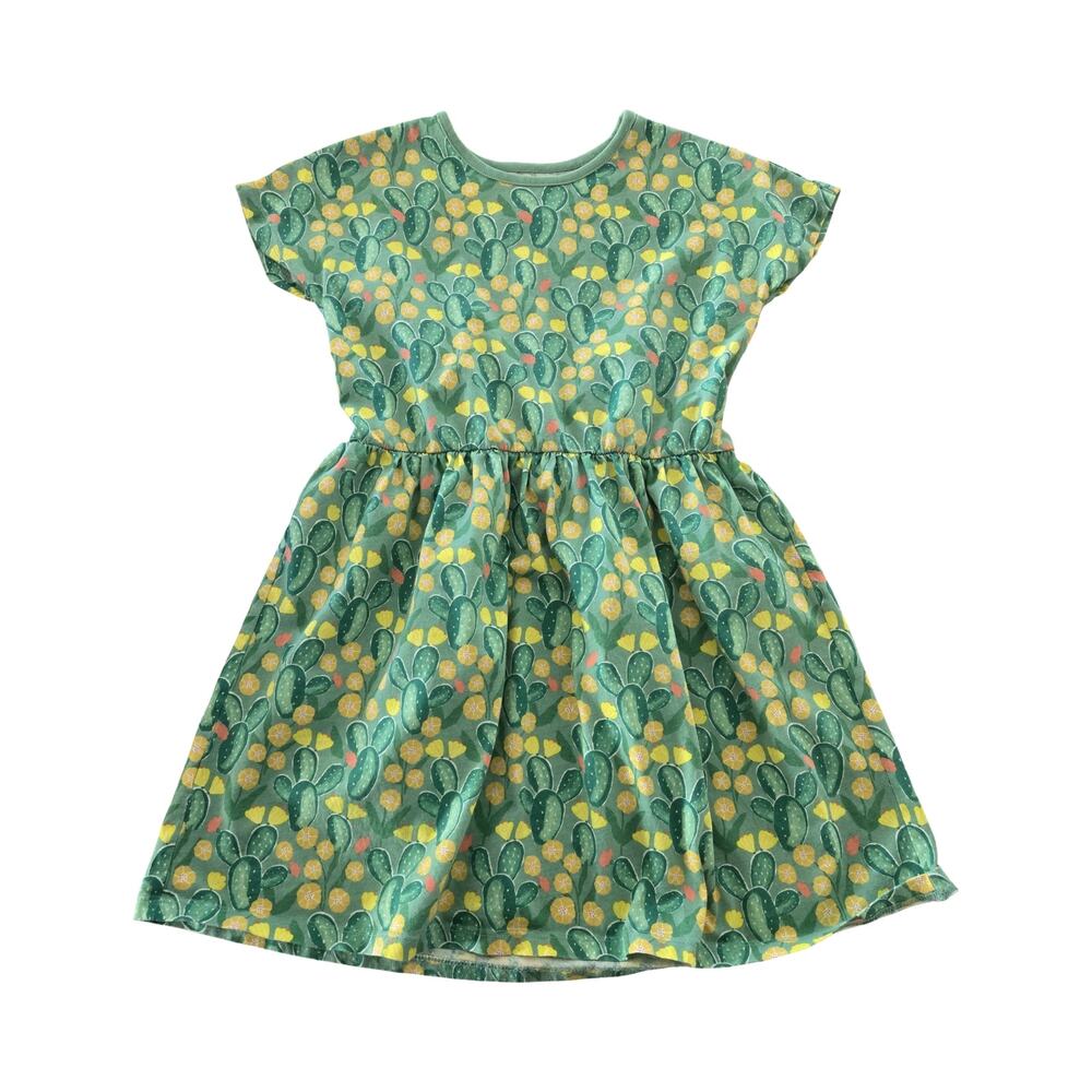 Tea Collection Short Sleeve Twirl Dress in Cactus Floral Size: 10
